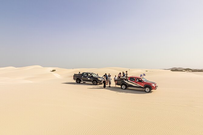4WD Boa Vista group day tour south and north with sandboarding - Morro de Areia dunes, sandboarding time, and dune-top photos