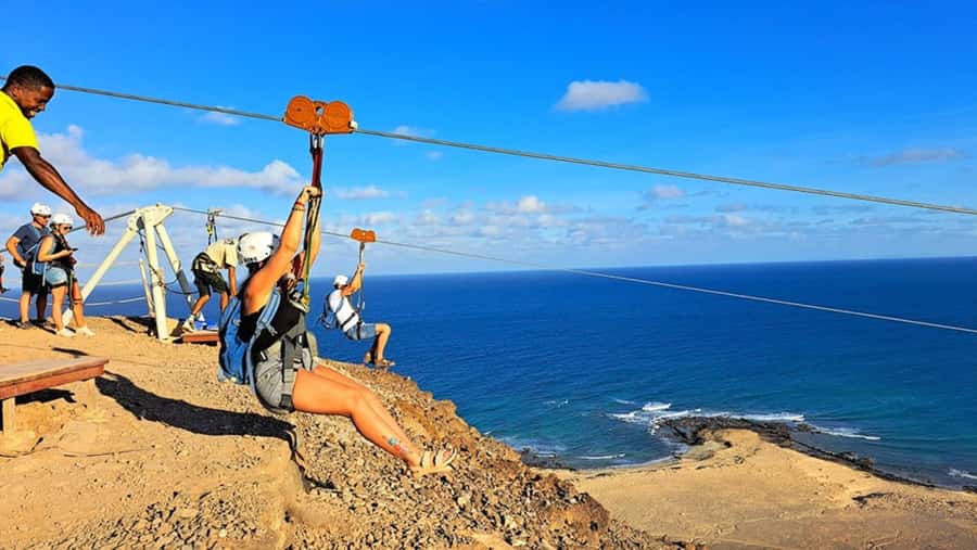 From Santa Maria: Sal island Zipline Experience (Official) - Safety First, Harness On, and Getting Paired Up