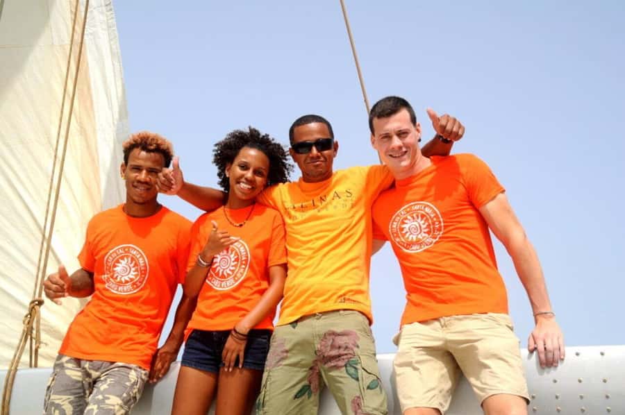 Sal Island: Catamaran cruises on Sal Island - Monte Leão swim stop: clear water, anchored calm, and the nets