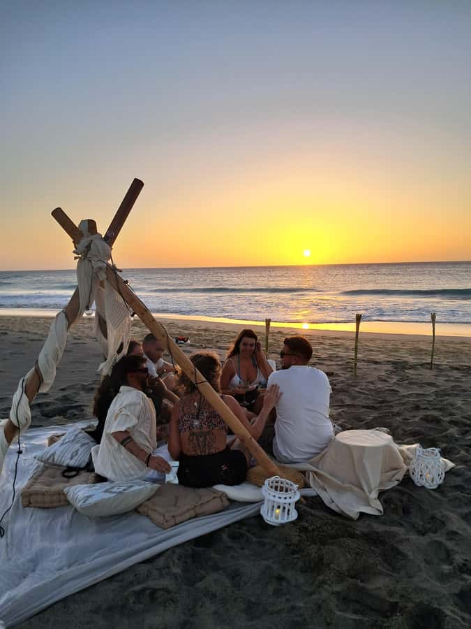 Sal: Romantic Sunset Escape with Wine and Roundtrip Transfer - The Boho-Chic Lounge: Cushions, Candles, Torches, and Ocean Sound